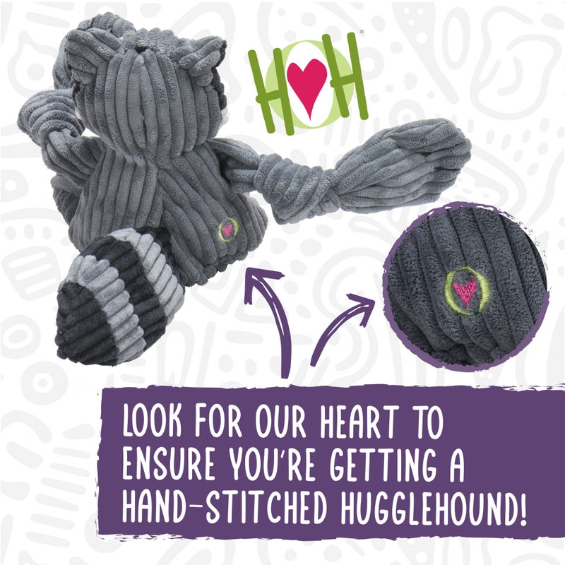 HuggleHounds Knottie Plush Dog Toy - Dog Stuffed Animal Toy, Puppy Toys, Squeaky Dog Toy for Small, Medium & Large Dogs, Durable Plush to Keep Them Busy - Reggie Racoon, Small - Image 3